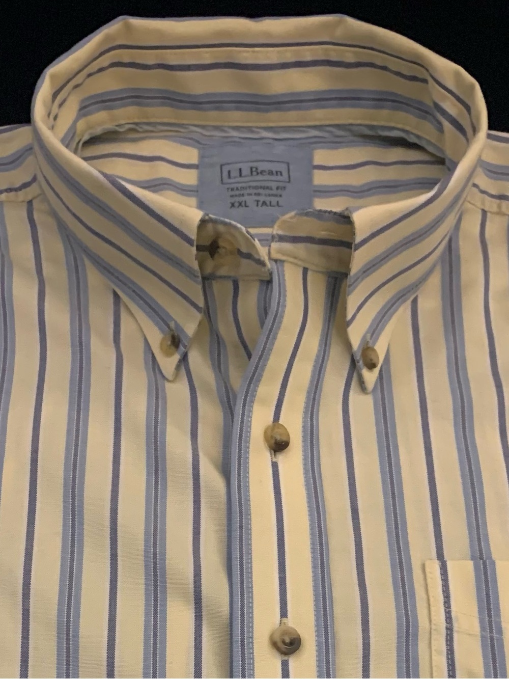 LL BEAN SS Traditional Fit All Cotton Striped Shirt